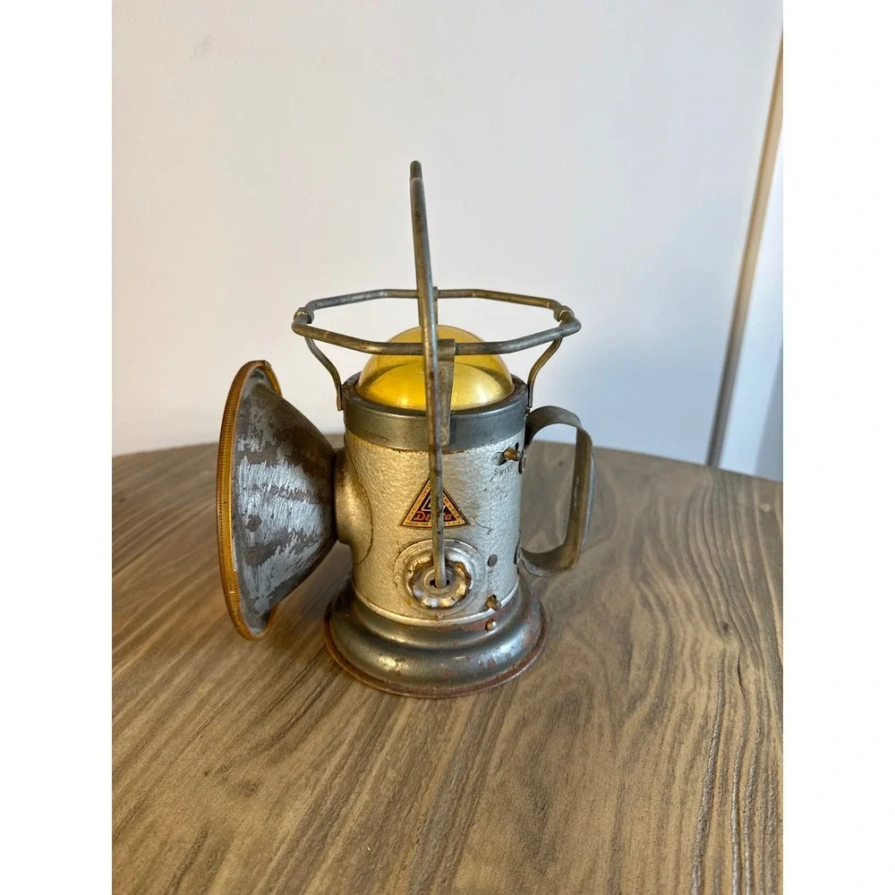 Vintage‎ Delta Powerlite Lantern Silver Amber Dual Lens Flashlight Untested